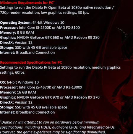 System Requirements Guide for Diablo 4: Optimal (High Settings & 1440p or 4K), Image via: Blizzard Entertainment